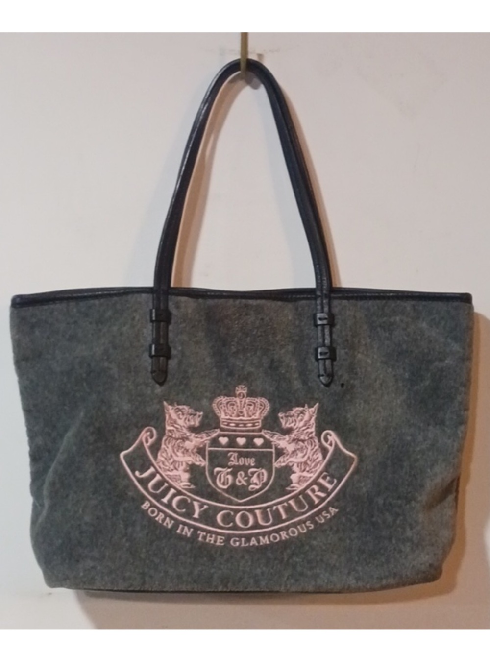 Vintage Juicy Couture Gray and Pink Scottie Tote Bag